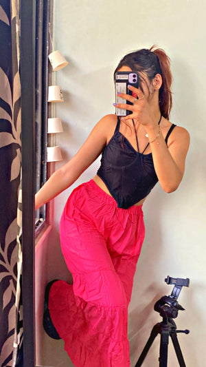 Women Regular Fit Pink Cotton Blend Trousers