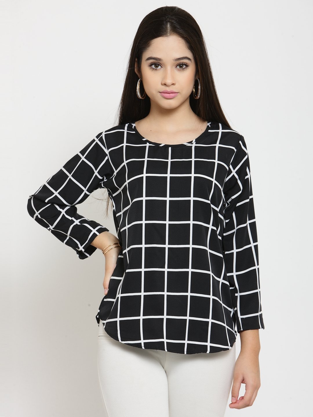ZARVEY Casual 3/4 Sleeve Printed Women Multicolor Top