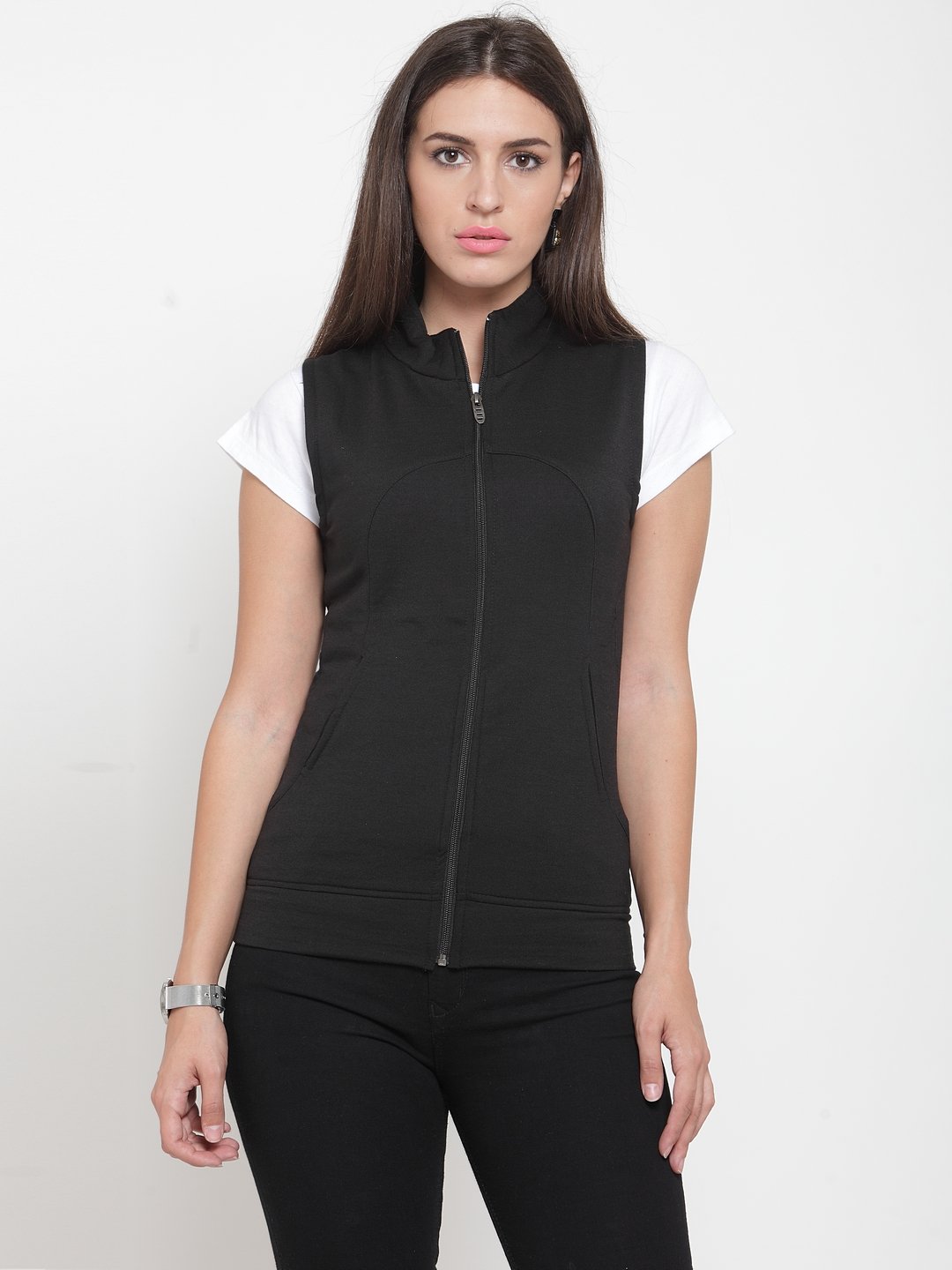 ZARVEY Sleeveless Solid Women Jacket