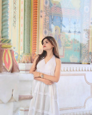 TANDUL Women Fit and Flare White Dress