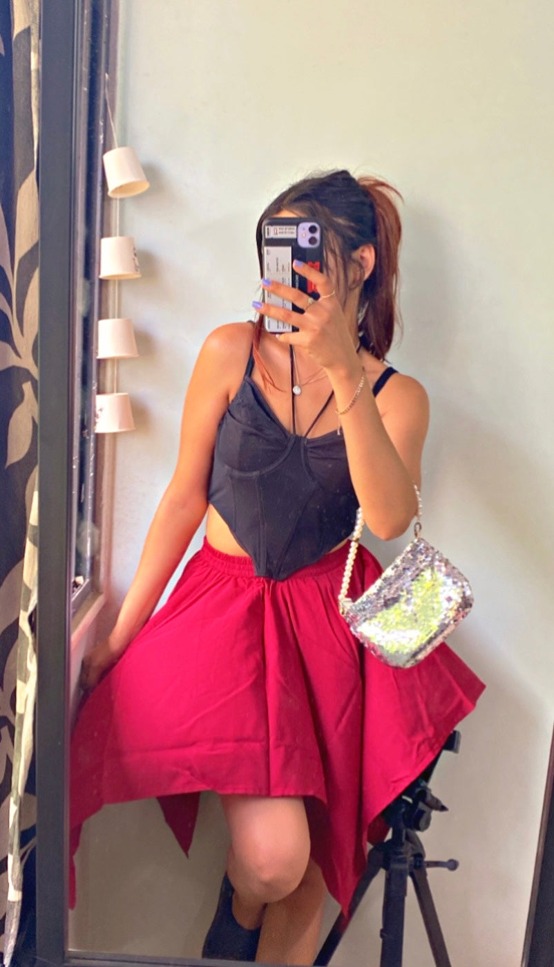 Women Solid Regular Maroon Skirt