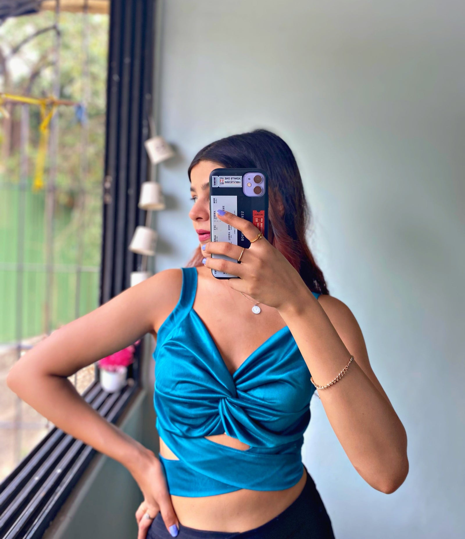 Casual Sleeveless Solid Women Blue Top
