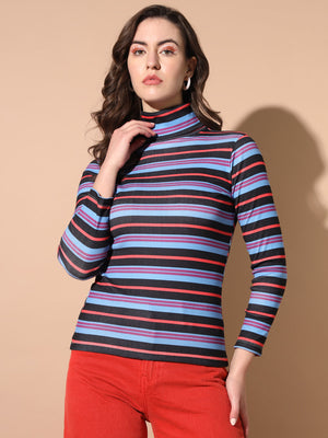 TANDUL  Women Printed High Neck Multicolor Sweater