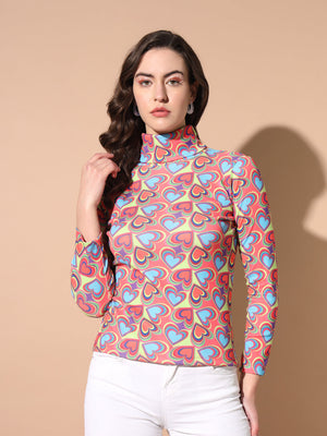 TANDUL Women Printed High Neck Multicolor Sweater