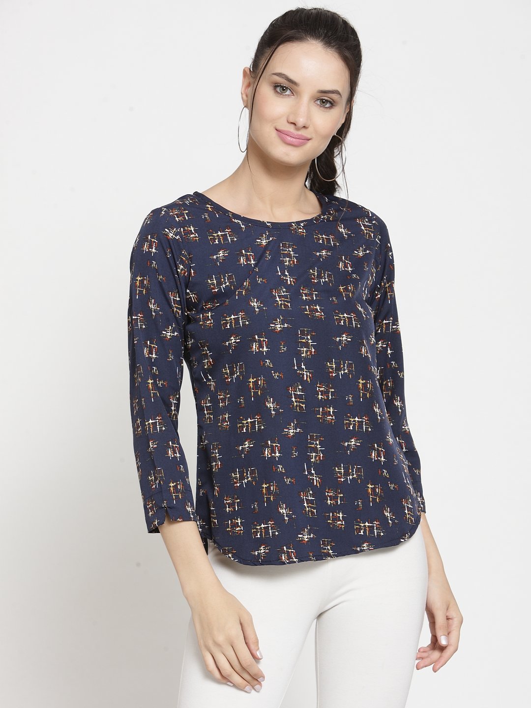 ZARVEY Casual Regular Sleeve Printed Women Multicolor Top
