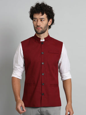 TANDUL  Men Solid Single Breasted Casual Blazer  (Maroon)