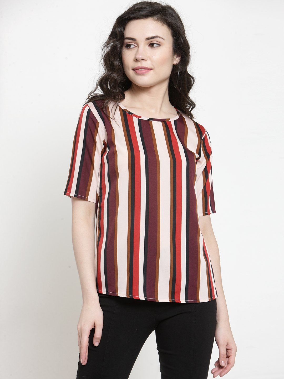 ZARVEY Casual Regular Sleeve Striped Women Multicolor Top