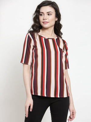 ZARVEY Casual Regular Sleeve Striped Women Multicolor Top
