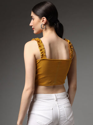 TANDUL  Casual Sleeveless Solid Women Yellow Top