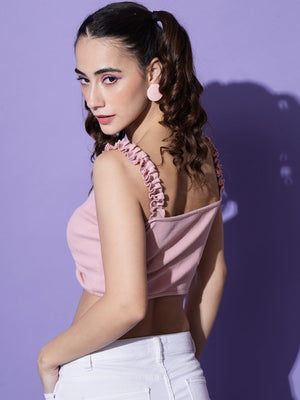 TANDUL  Casual Sleeveless Solid Women Pink Top
