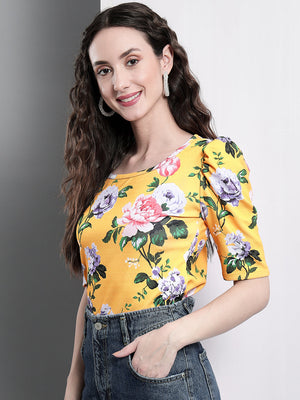 TANDUL  Casual Puff Sleeves Printed Women Multicolor Top
