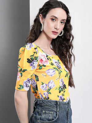 TANDUL  Casual Puff Sleeves Printed Women Multicolor Top