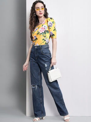 TANDUL  Casual Puff Sleeves Printed Women Multicolor Top