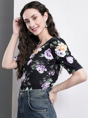TANDUL  Casual Puff Sleeves Printed Women Multicolor Top