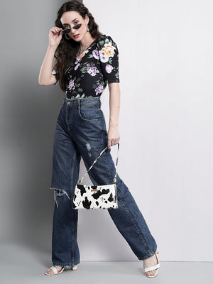 TANDUL  Casual Puff Sleeves Printed Women Multicolor Top