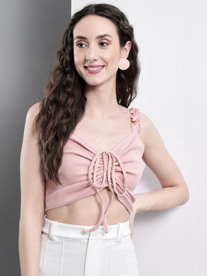 TANDUL  Casual Sleeveless Solid Women Pink Top