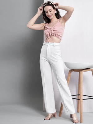 TANDUL  Casual Sleeveless Solid Women Pink Top