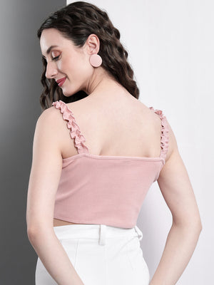 TANDUL  Casual Sleeveless Solid Women Pink Top