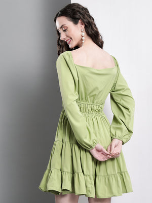 TANDUL  Women Fit and Flare Green Dress