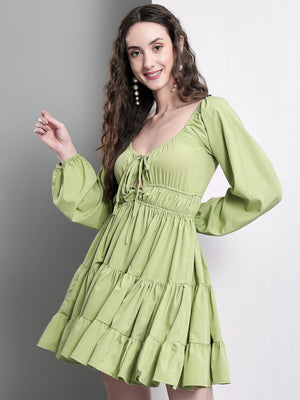 TANDUL  Women Fit and Flare Green Dress