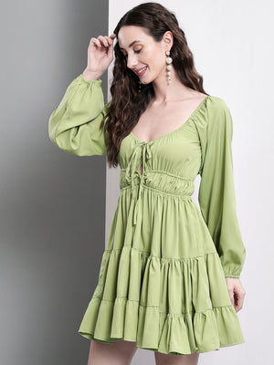 TANDUL  Women Fit and Flare Green Dress