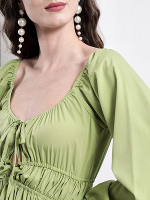 TANDUL  Women Fit and Flare Green Dress