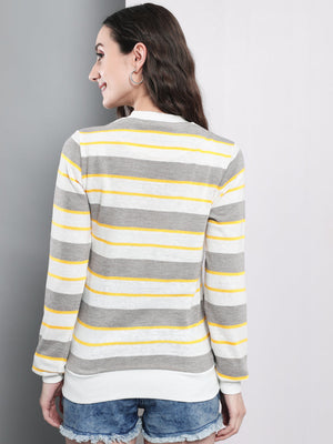 TANDUL  Women Full Sleeve Striped Sweatshirt