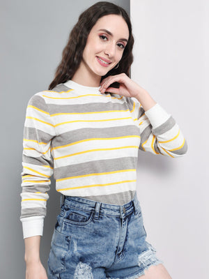 TANDUL  Women Full Sleeve Striped Sweatshirt