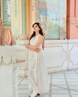 TANDUL Women Fit and Flare White Dress