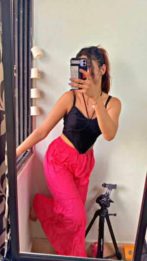 Women Regular Fit Pink Cotton Blend Trousers