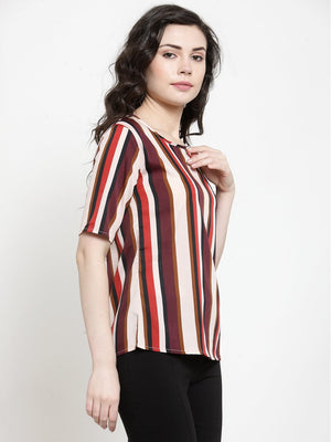 ZARVEY Casual Regular Sleeve Striped Women Multicolor Top