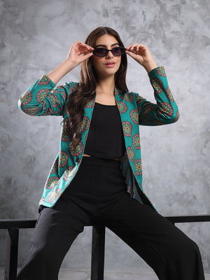 TANDUL  FLEECE BLEND Printed Coat For Women