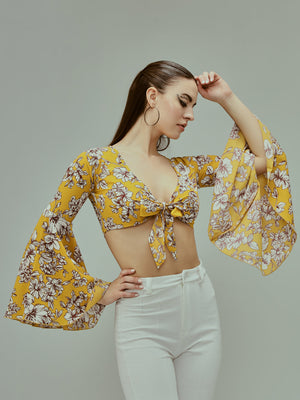 TANDUL Casual Bell Sleeves Printed Women Multicolor Top