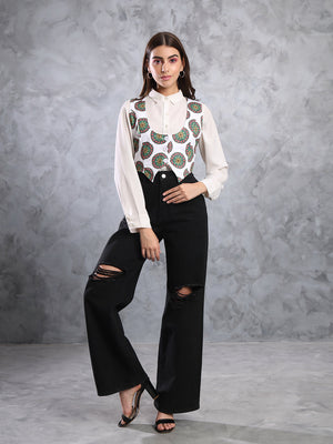 TANDUL  FLEECE BLEND Printed Coat For Women