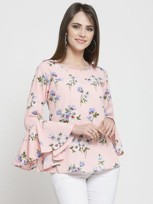 ZARVEY Casual Bell Sleeve Printed Women Multicolor Top