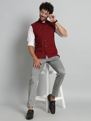 TANDUL  Men Solid Single Breasted Casual Blazer  (Maroon)