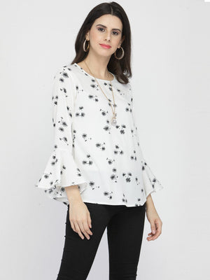 ZARVEY Casual Bell Sleeve Printed Women Multicolor Top