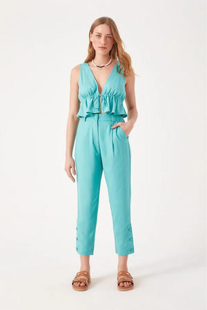 Casual Sleeveless Solid Women Blue Top