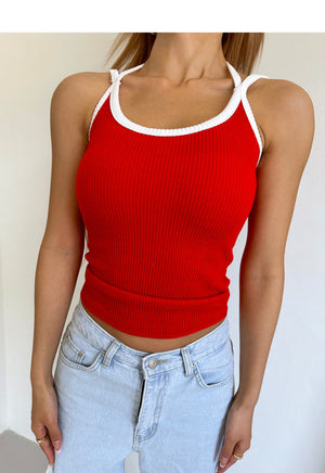 TANDUL Casual Sleeveless Solid Women Red Top