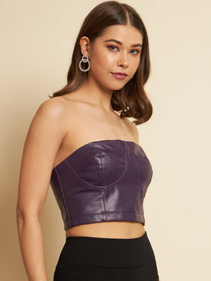 Casual Sleeveless Solid Women Purple Top