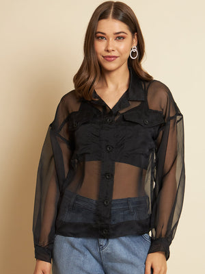Women Regular Fit Solid Built-up Collar Casual Shirt