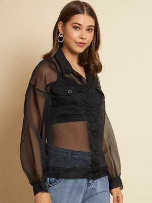 Women Regular Fit Solid Built-up Collar Casual Shirt