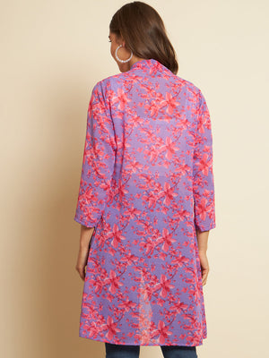 Women Flared 3/4th Sleeve Blue Shrug