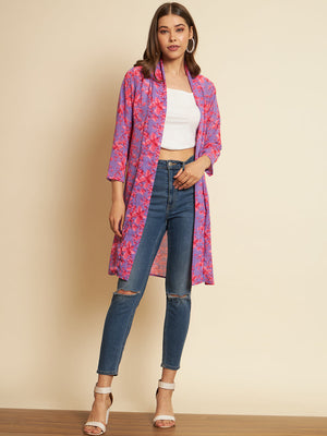 Women Flared 3/4th Sleeve Blue Shrug