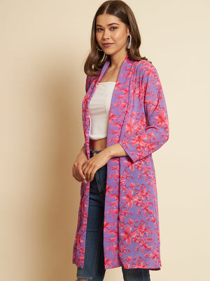 Women Flared 3/4th Sleeve Blue Shrug