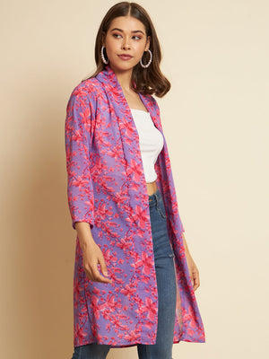 Women Flared 3/4th Sleeve Blue Shrug