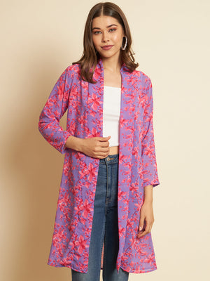 Women Flared 3/4th Sleeve Blue Shrug