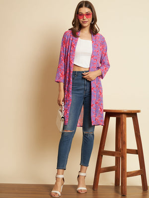 Women Flared 3/4th Sleeve Blue Shrug