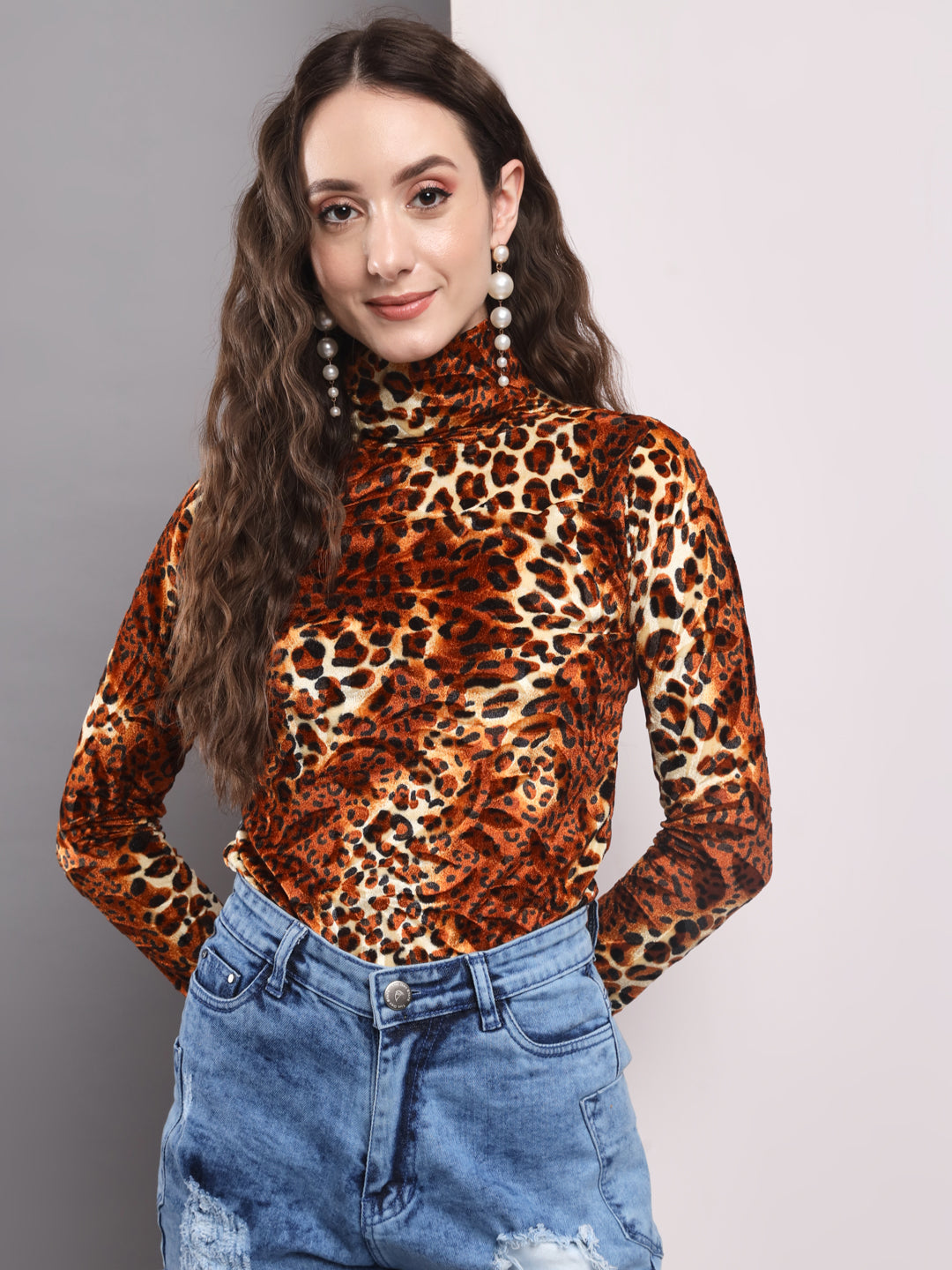 TANDUL Women Printed High Neck Multicolor Sweater