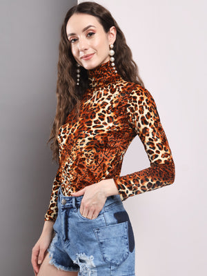 TANDUL Women Printed High Neck Multicolor Sweater